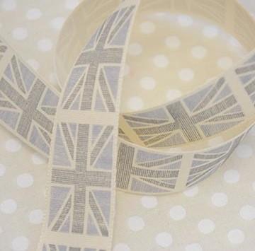 Union Jack Ribbon 30mm Silver - The Eternal Maker - UK Fabric Shop