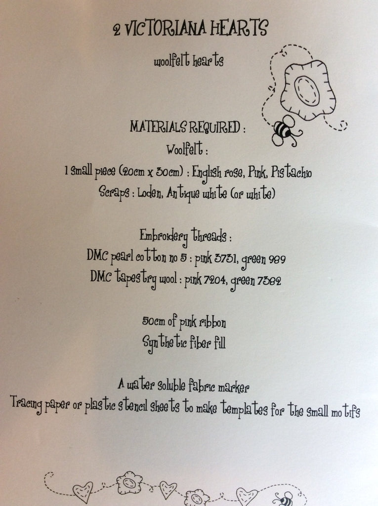 Victoriana Hearts Pattern for Woolfelt by Cinnamon Patch - The Eternal Maker - UK Fabric Shop