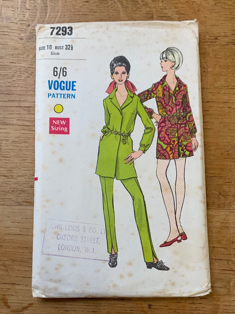 Vogue Paris Vintage Dress Patterns Vogue 7293 - One Piece Dress & Pants  - Vintage Sewing Pattern (Size 10 Bust 32.5)