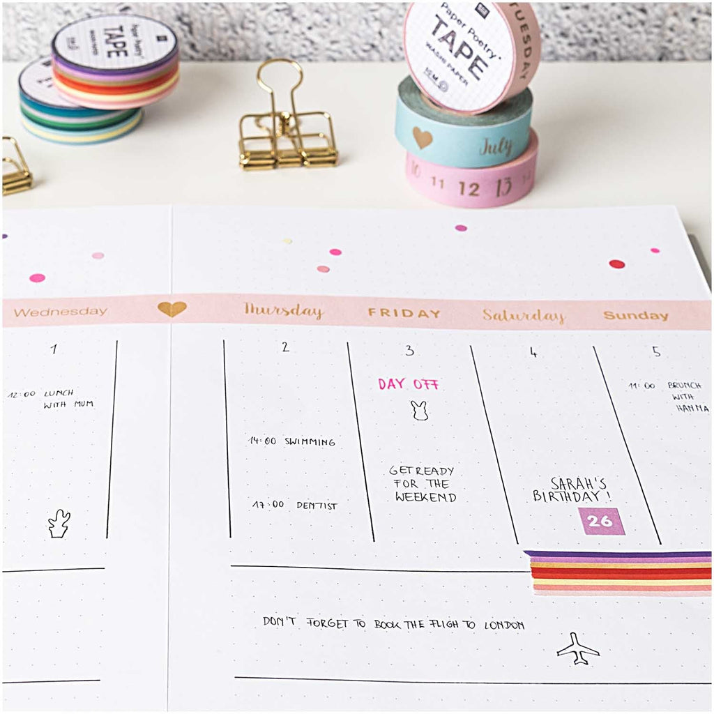 Weekdays - Washi Tape - Rico Design - The Eternal Maker - UK Fabric Shop