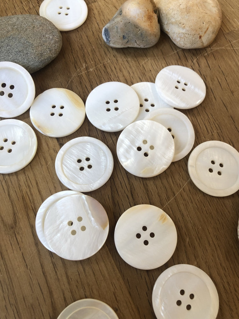 White 4 Hole River Pearl Button - 28mm - The Eternal Maker - UK Fabric Shop