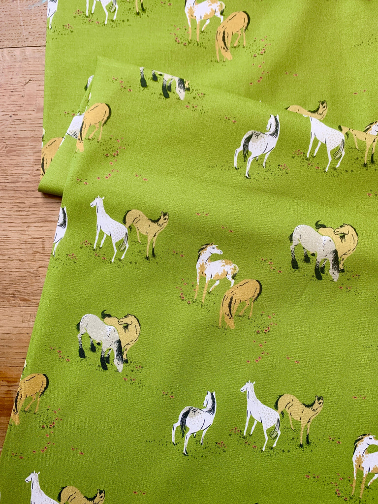 Windham Fabrics Fabric Horse Field in Grass - West Hill by Heather Ross