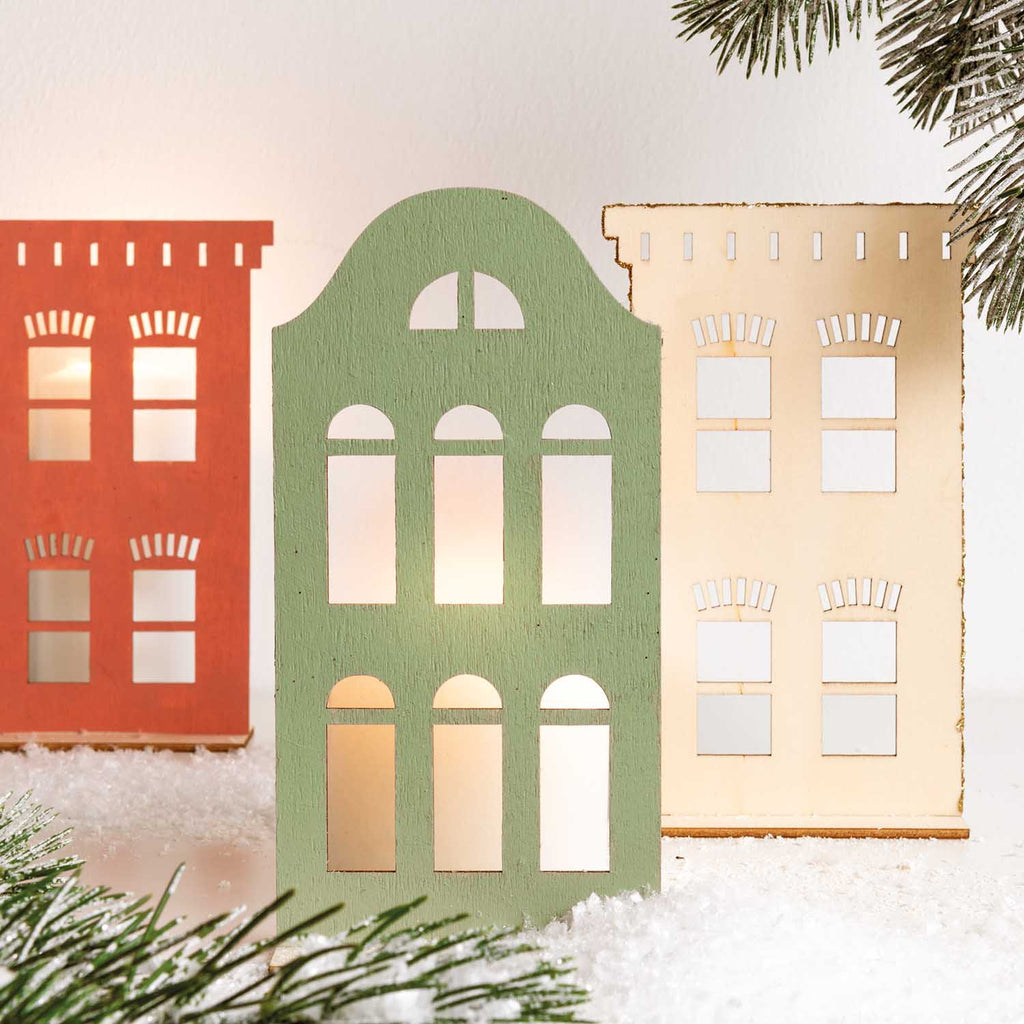 Wooden Historical Town House Cut Outs - Rico - The Eternal Maker - UK Fabric Shop