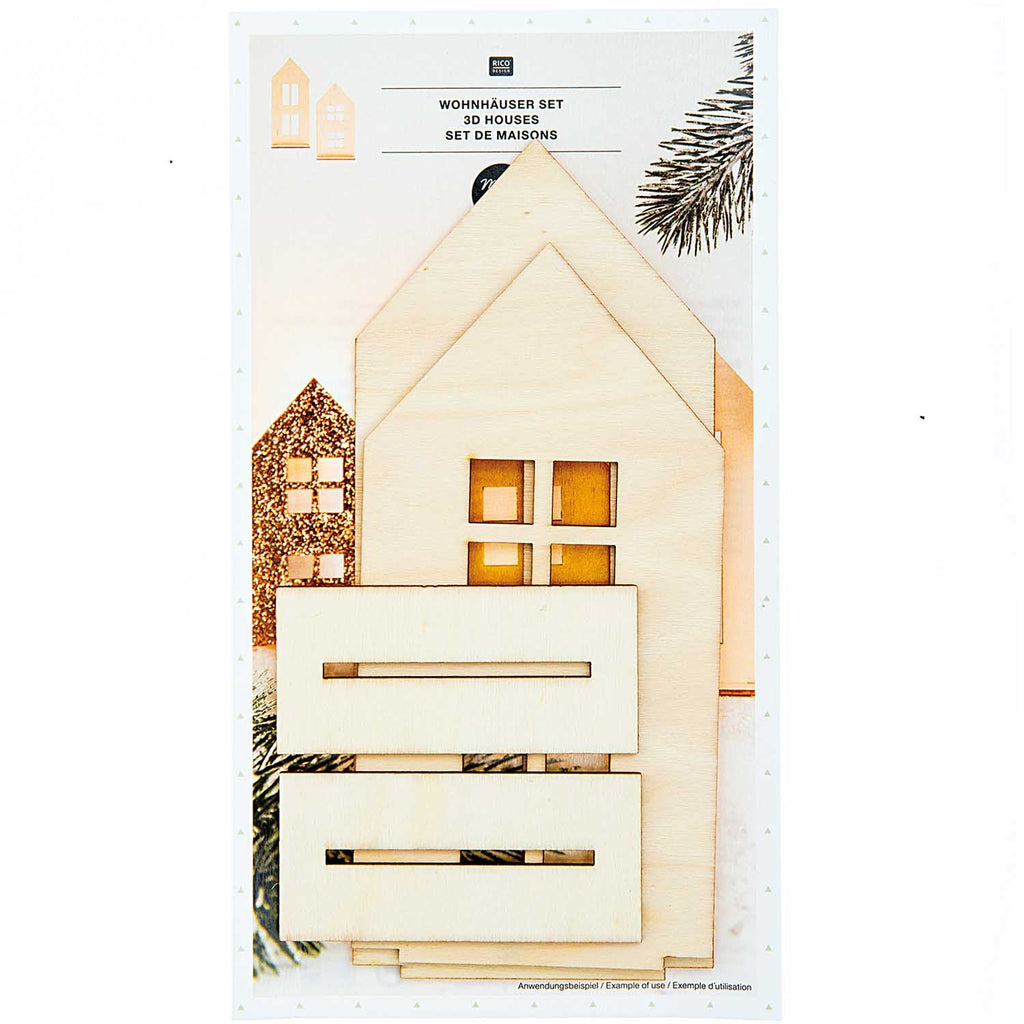 Wooden House Cut Outs - Rico - The Eternal Maker - UK Fabric Shop