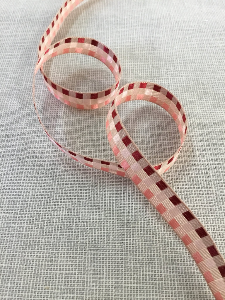 Woven Check Ribbon - 10mm - Red - The Eternal Maker - UK Fabric Shop
