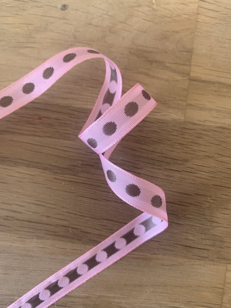 Woven Spot Ribbon - 10mm - Pink - The Eternal Maker - UK Fabric Shop
