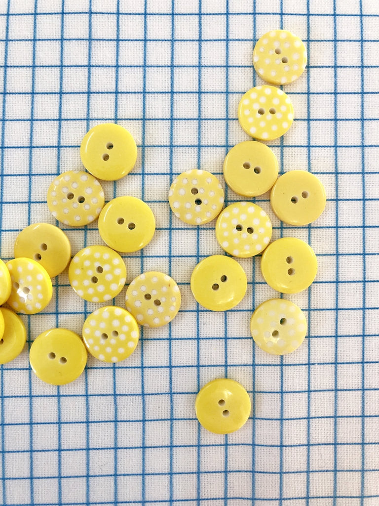 Yellow Spotty Button - 13mm - The Eternal Maker - UK Fabric Shop